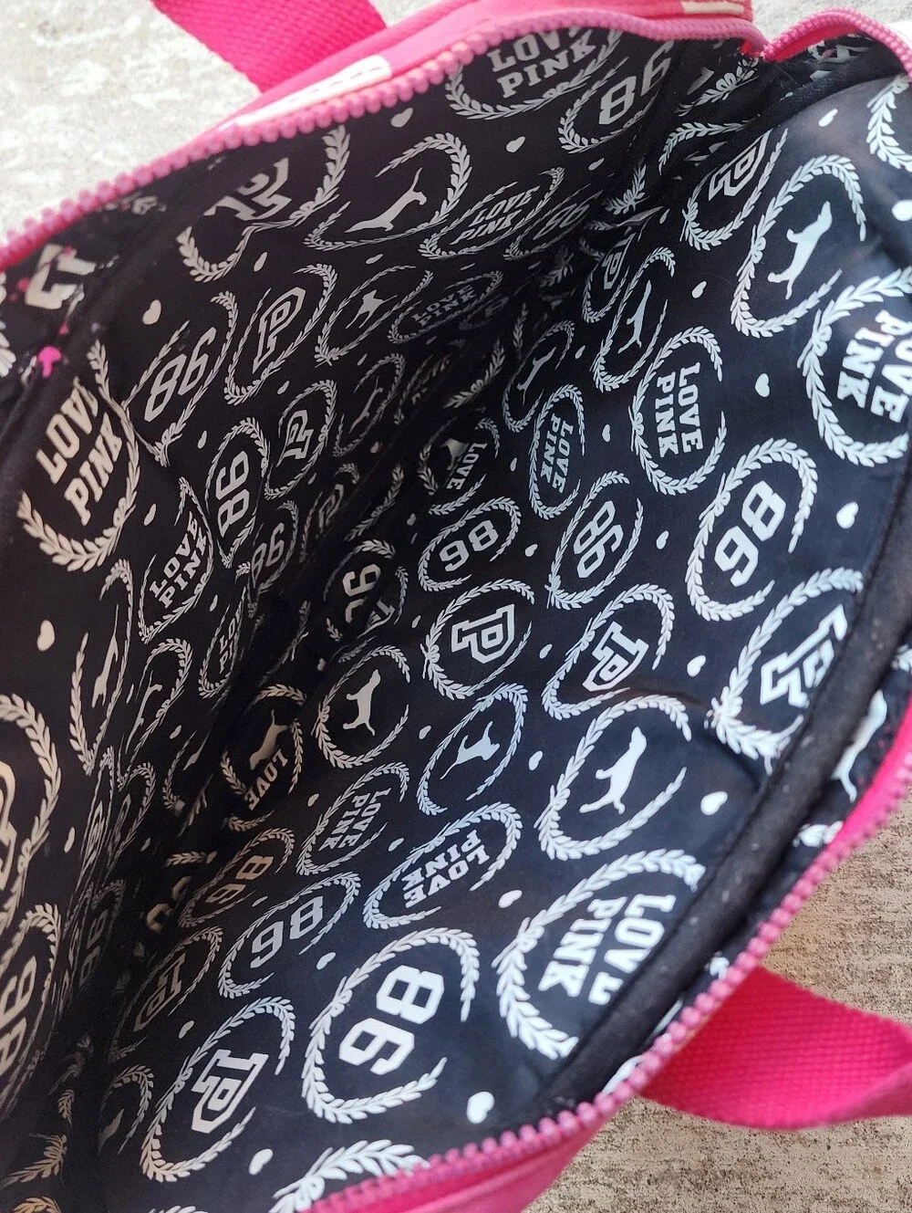 PINK Victoria's Secret Y2K Hot Pink White Polka Dot Canvas Laptop Bag Crossbody